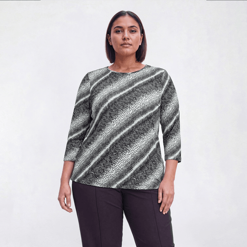 Plus Size Preswick & Moore(R) 3/4 Sleeve Leopard Tee