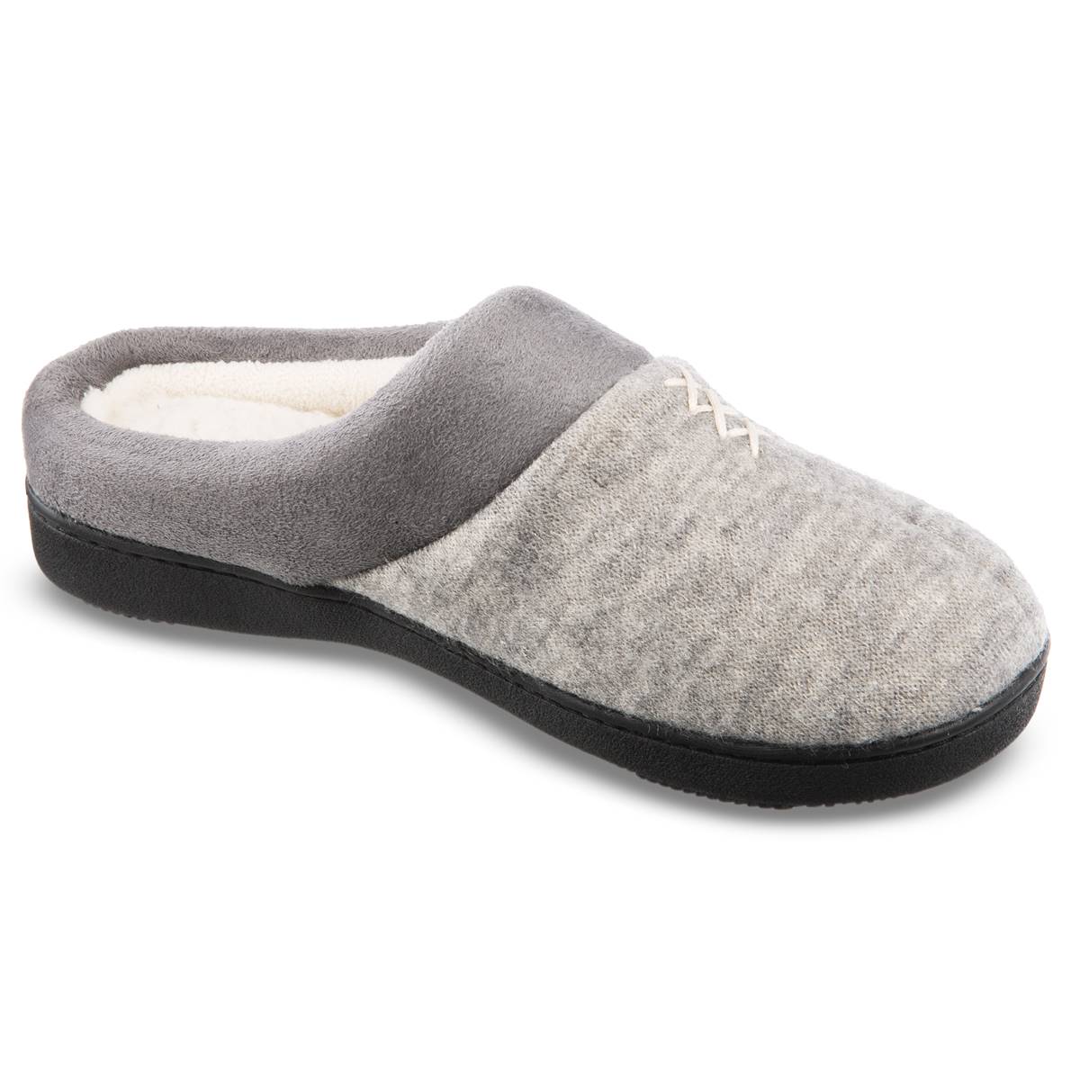 Womens Isotoner Marisol Microsuede Knit Hoodback Slippers