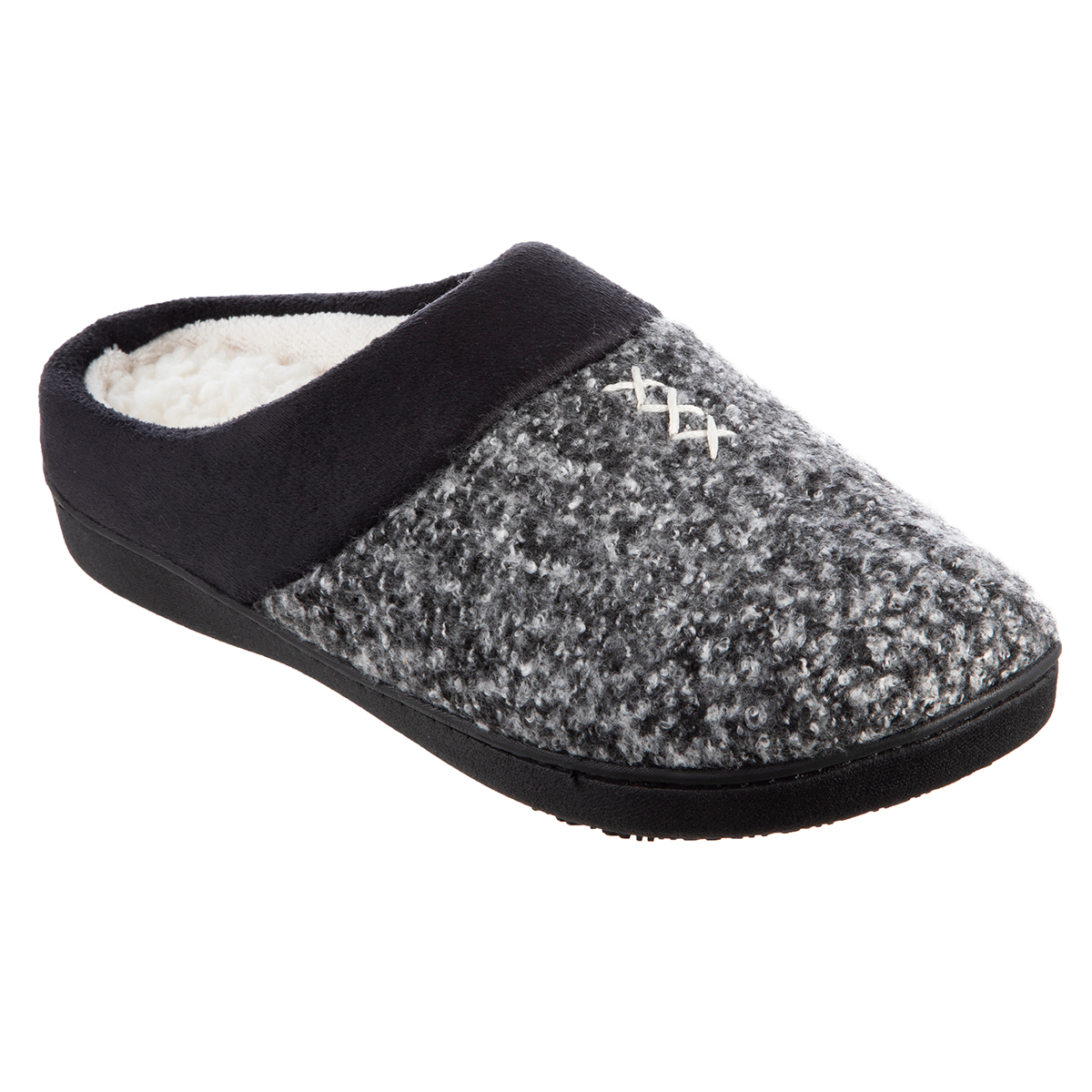 Womens Isotoner Microsuede Heather Knit Jessie Hoodback Slippers