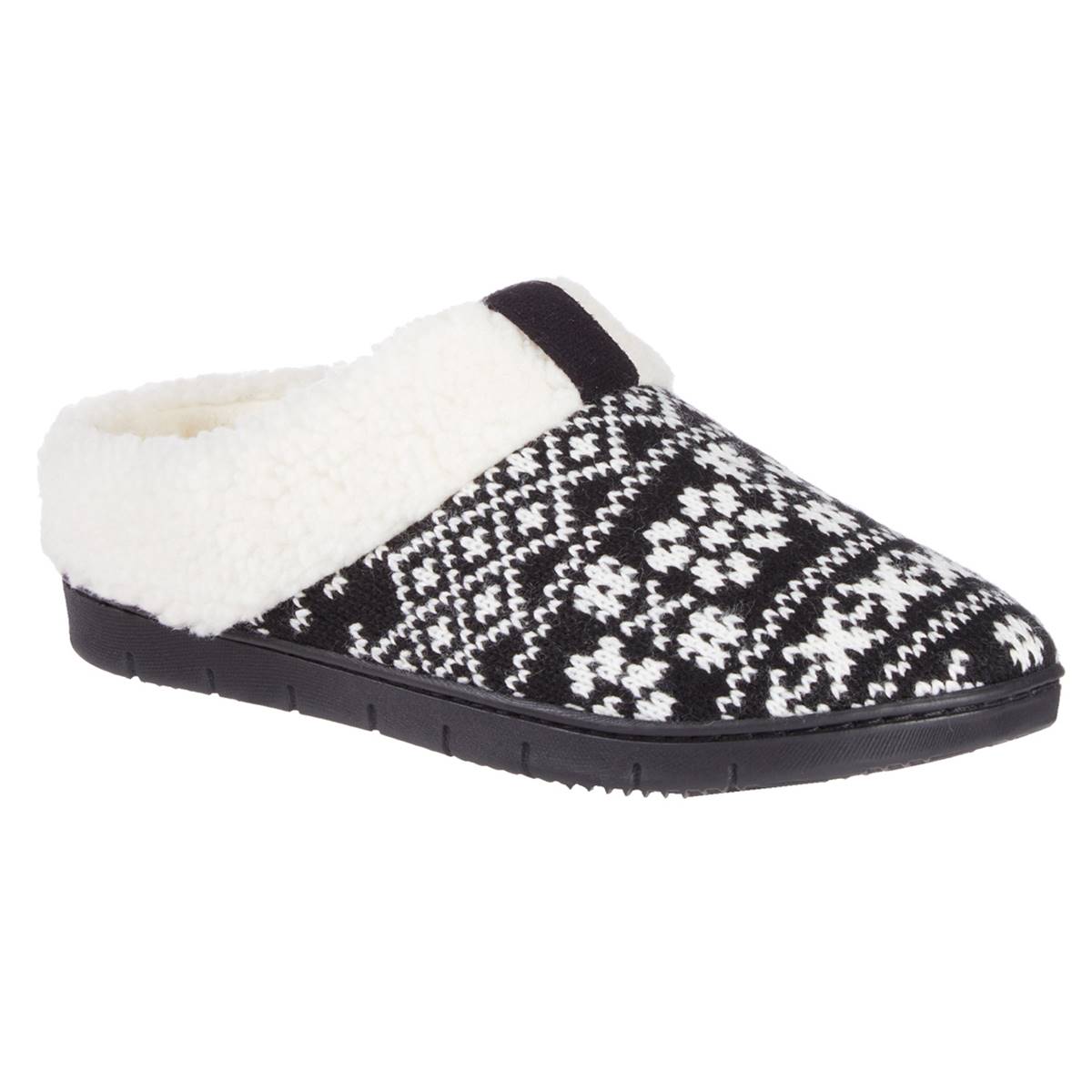 Womens Isotoner Heritage Fair Isle Knit Hoodback Slippers