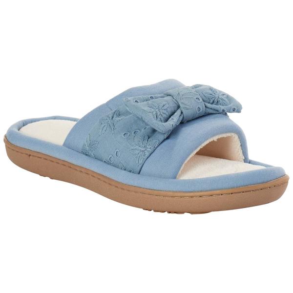 Womens Isotoner Eyelet Bow Slide Slippers alternate view