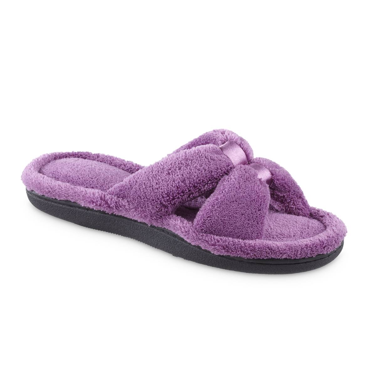 Womens Isotoner(R) Microterry X-Slide Slippers W/Satin