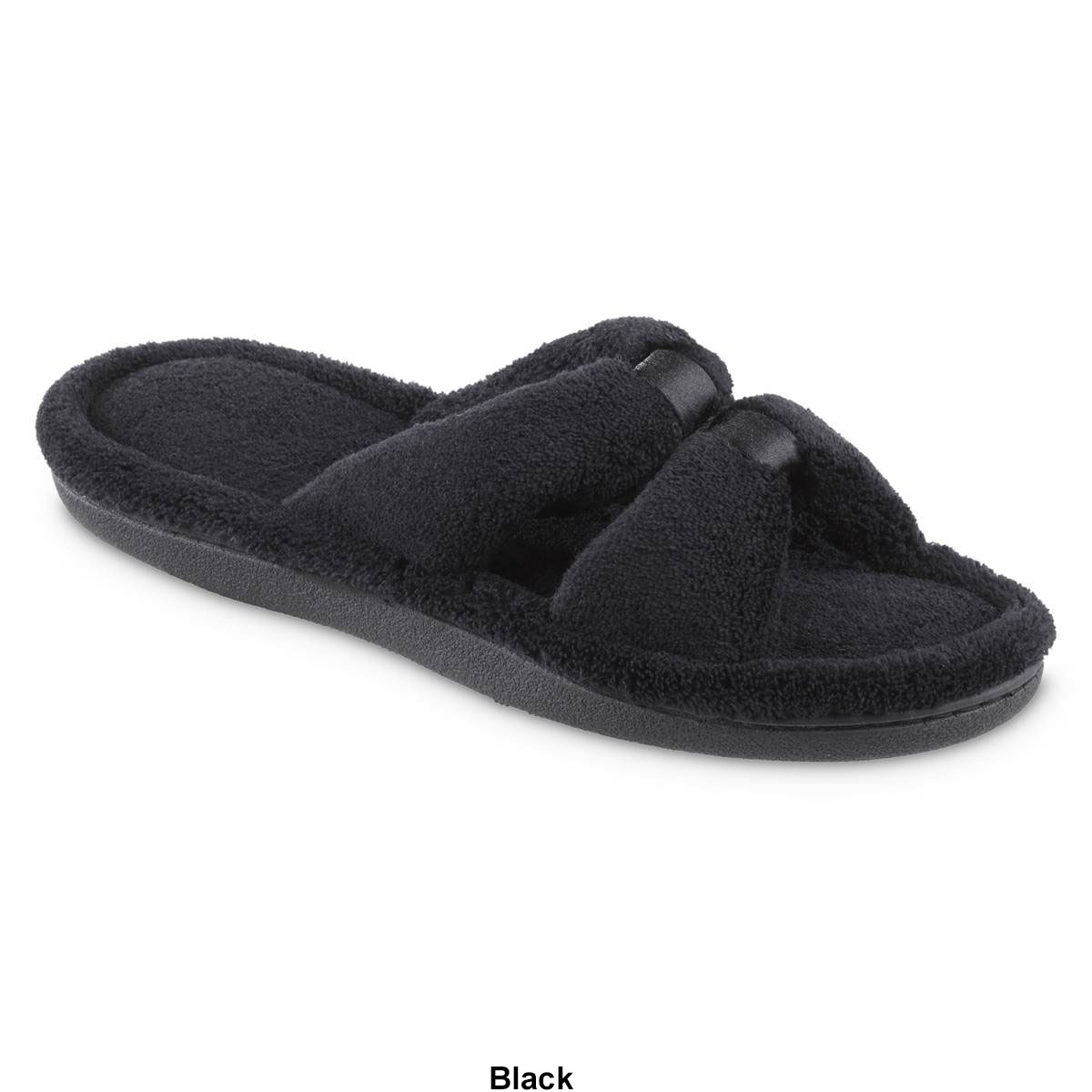 Womens Isotoner(R) Microterry X-Slide Slippers W/Satin