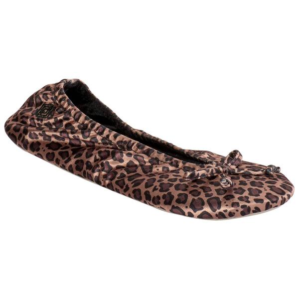 Womens Isotoner Satin Ballerina Slippers - Cheetah
