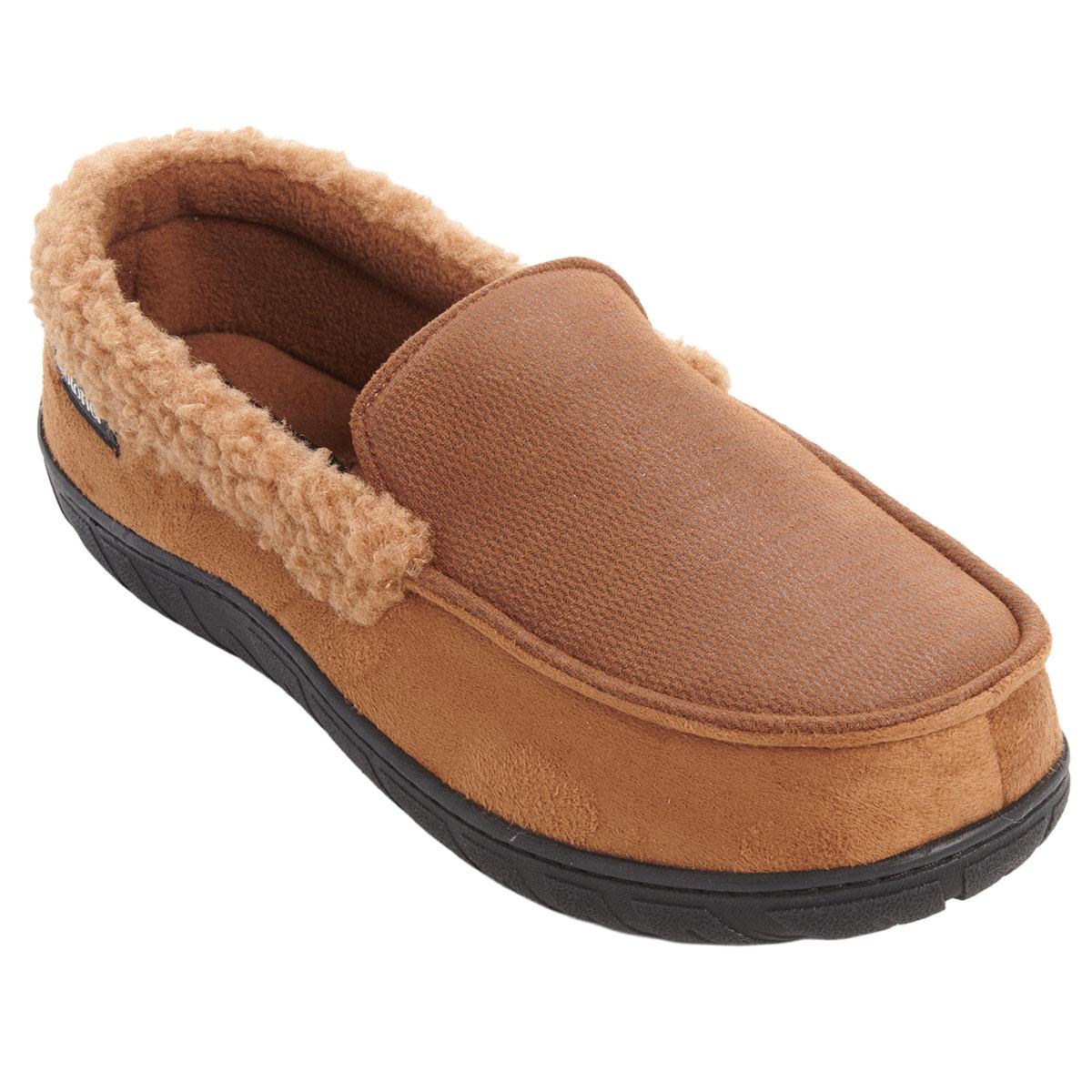 Mens Isotoner(R) Patterned Microsuede Moccassin Slippers