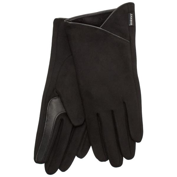 Womens Isotoner Seamed Wrist Detail Stretch Microsuede Gloves