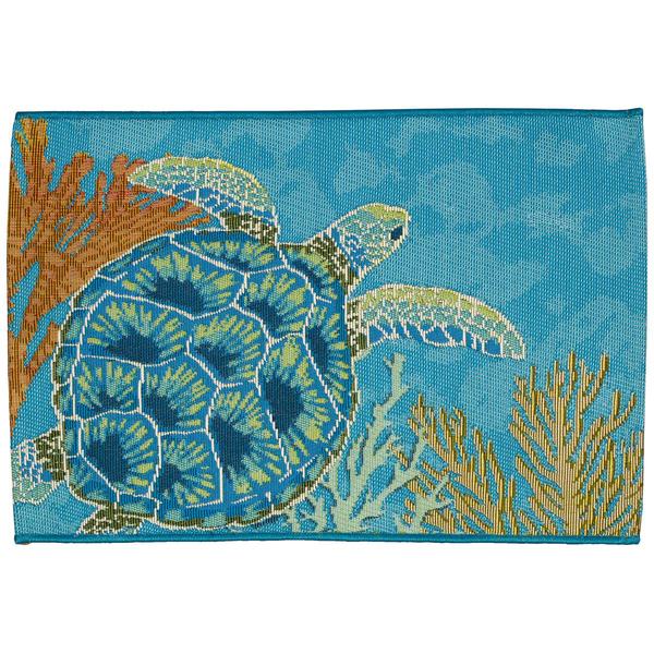 Liora Manne Esencia Sea Turtle Garden Rectangular Accent Rug