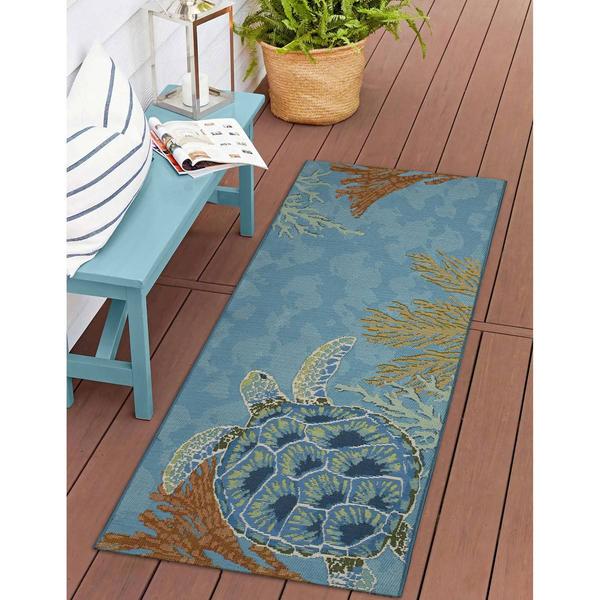 Liora Manne Esencia Sea Turtle Garden Rectangular Runner alternate view