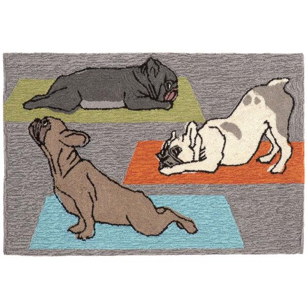 Liora Manne Frontporch Yoga Dogs Indoor/Outdoor Area Rug