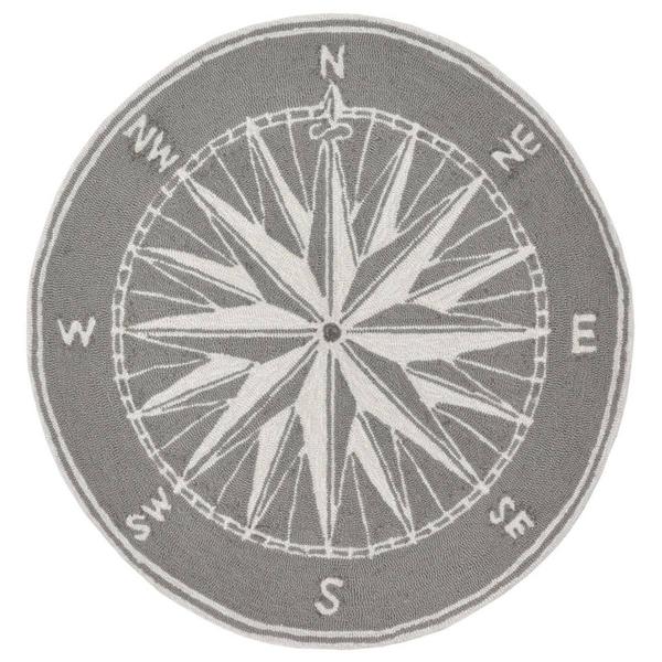 Liora Manne Front Porch Compass Indoor/Outdoor Round Area Rug