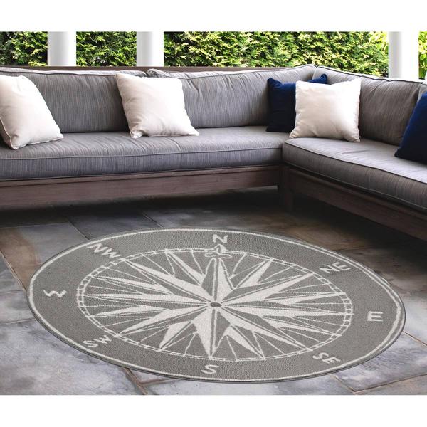 Liora Manne Front Porch Compass Indoor/Outdoor Round Area Rug alternate view