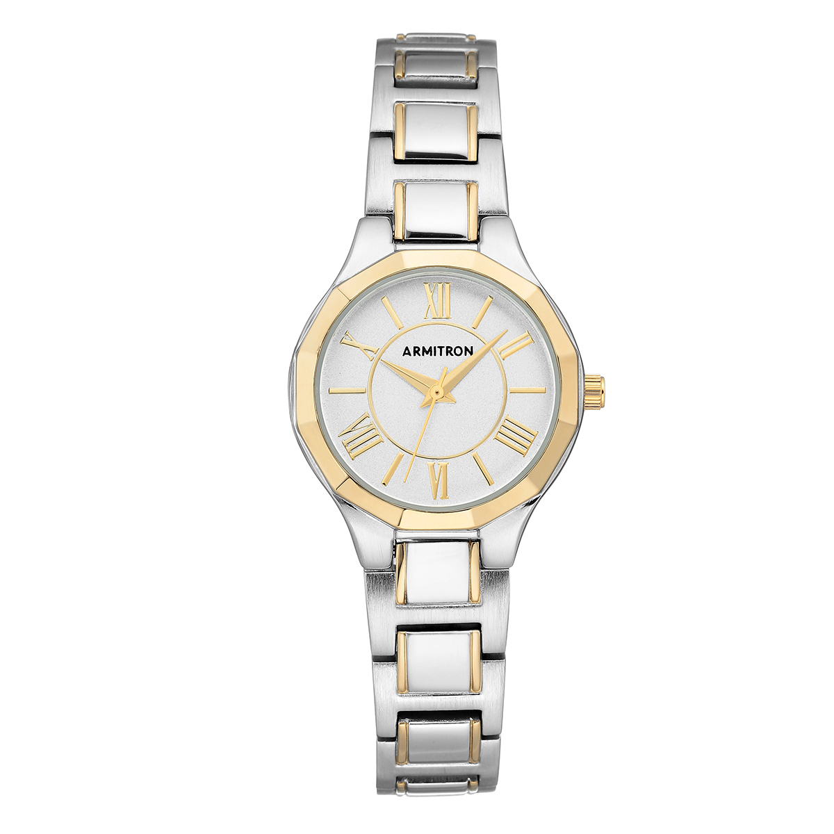 Womens Armitron 28mm Round Two-Tone Bracelet Watch-75-5605SVTT