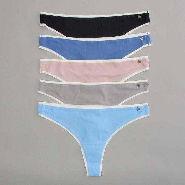 Womens Lucky Brand 5pk. Rib Laser Cut Thong Panties LVD87483 alternate view