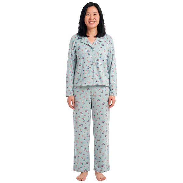 Petite Jessica Simpson Long Sleeve Roses Notch Collar Pajama Set