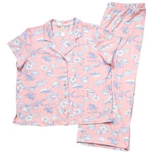 Womens Jessica Simpson Short Sleeve Toile Capris Pajama Set