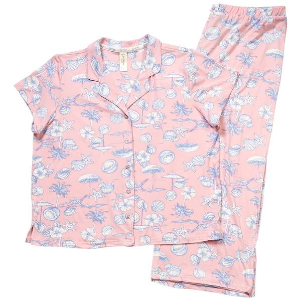 Womens Jessica Simpson Short Sleeve Toile Capris Pajama Set