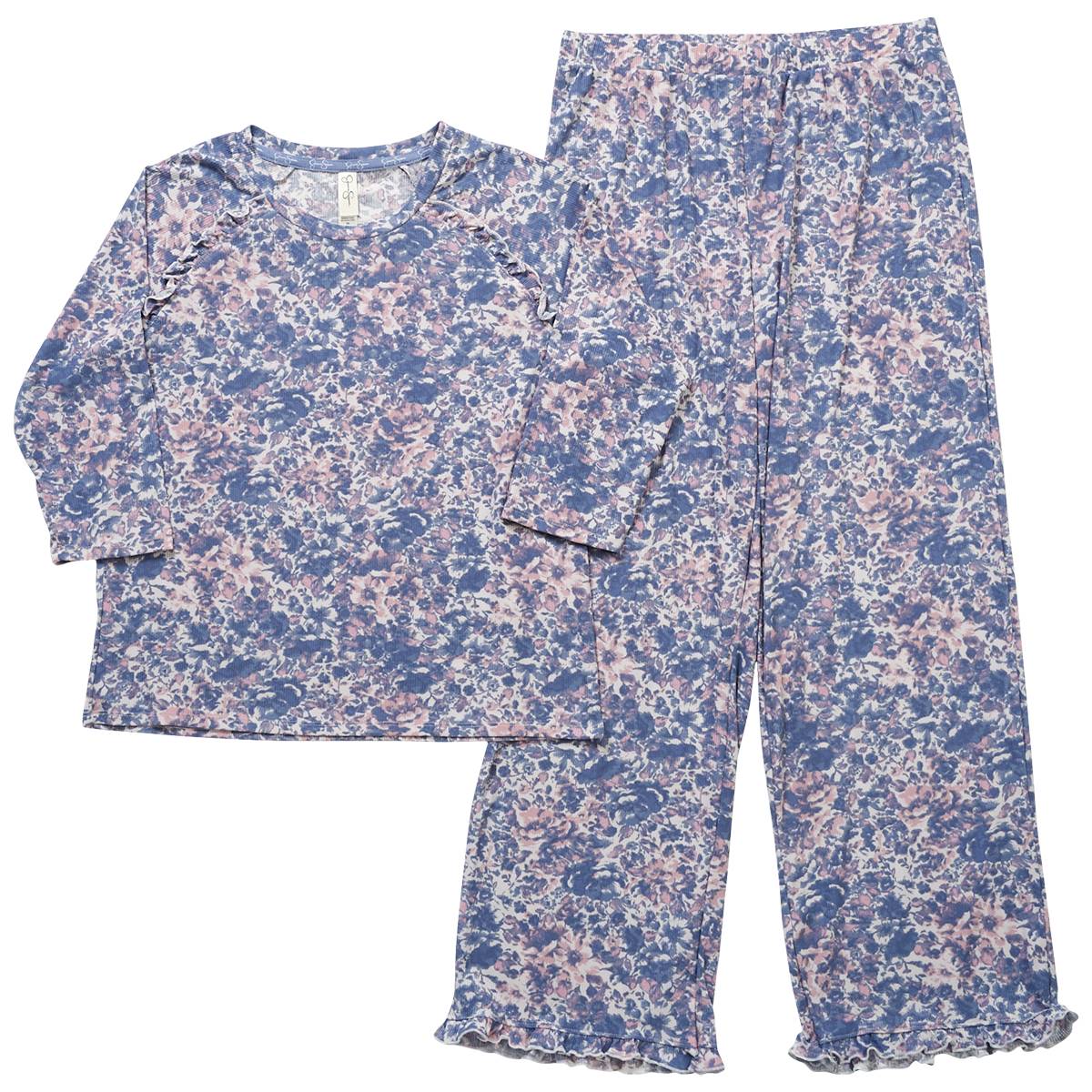 Petite Jessica Simpson 3/4 Sleeve Blotted Floral Pajama Set