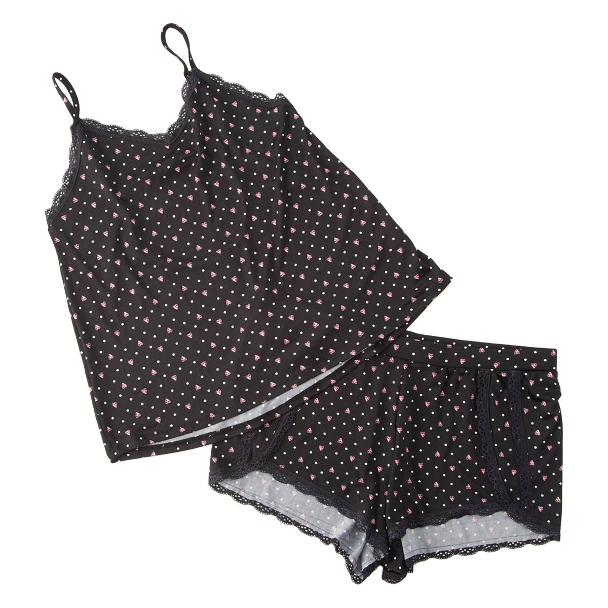 Womens Jessica Simpson Heart Lace Trim Camisole Pajamas-Black