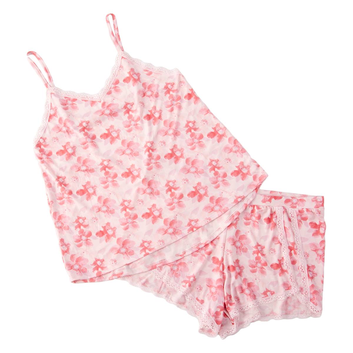 Womens Jessica Simpson Love/Heart W/Lace Pajamas-Light Pink