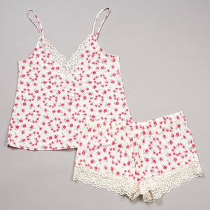 Womens Jessica Simpson Lace Trim Floral Camisole Short Pajama Set alternate view