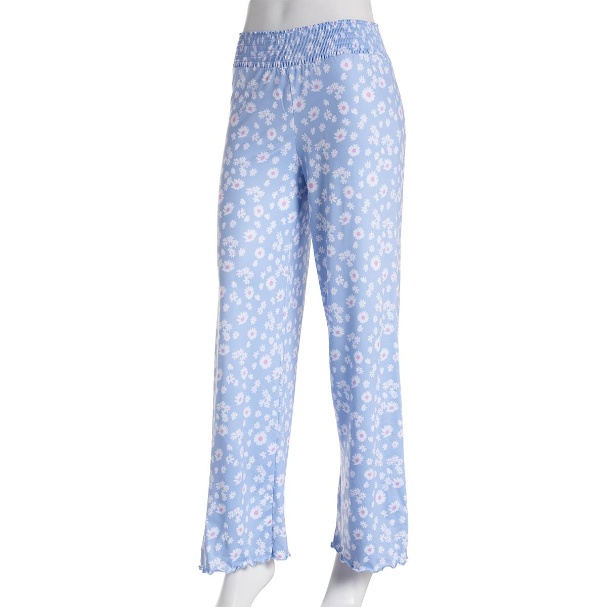 Juniors Plus Dollhouse Daisy Wide Leg Lettuce Edge Pajama Pants