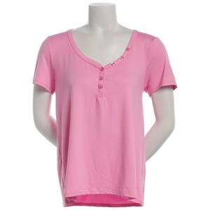 Womens Jessica Simpson Short Sleeve Solid Henley Pajama Tee alternate view