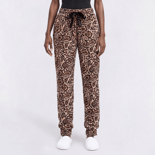 Womens Jessica Simpson Cheetah & Paisley Velour Pajama Bottoms