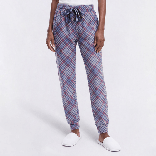 Womens Jessica Simpson Rainbow & Plaid Velour Pajama Bottoms