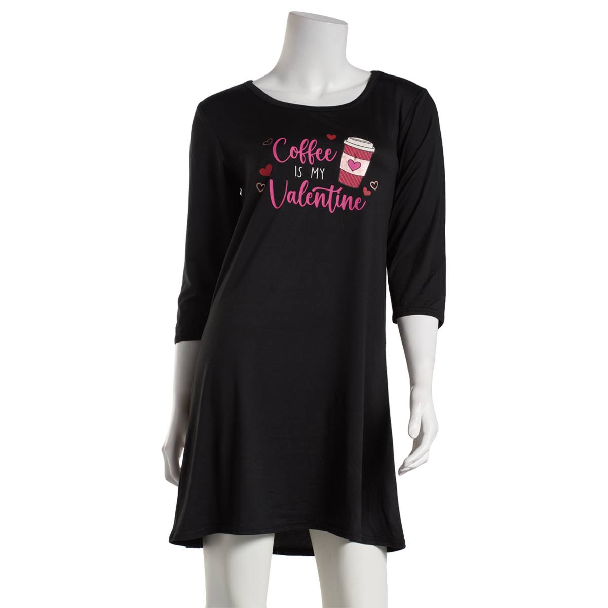 Womens Dollhouse 3/4 Sleeve Coffee Is My Valentine Nightshirt