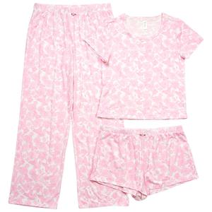 Womens Jessica Simpson Short Sleeve Butterfly 3Pc. Pajama Set