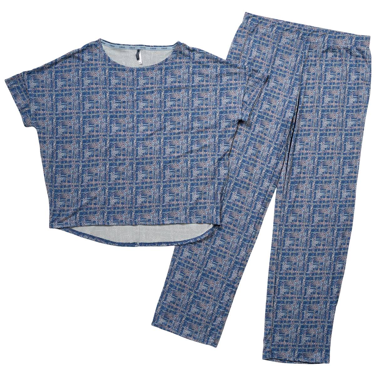 Womens IZOD(R) Short Sleeve Speckled Straight Pants Pajama Set