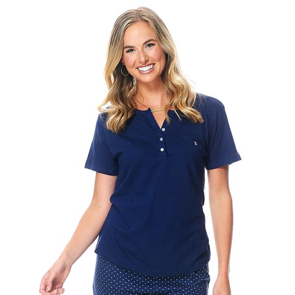Womens IZOD(R) Short Sleeve Henley Logo Pajama Tee