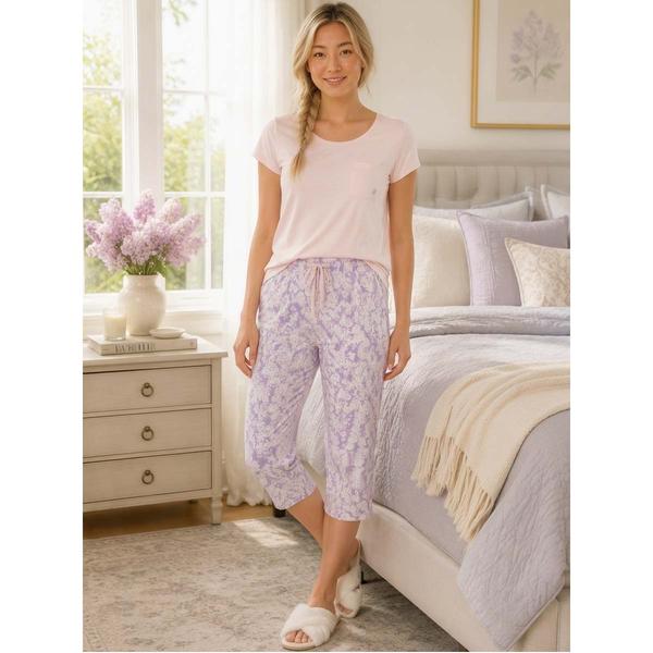 Womens IZOD(R) Short Sleeve Solid Tee & Ikat Capris Pajama Set
