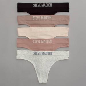 Womens Steve Madden 5pk. Ribbed Knit Thong Panties - SM19783A5