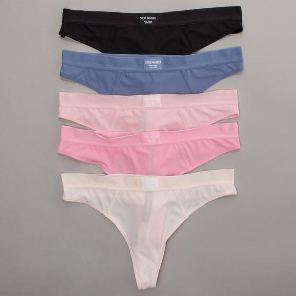 Womens Steve Madden 5pk. Ribbed Thong Panties - SM30183A5