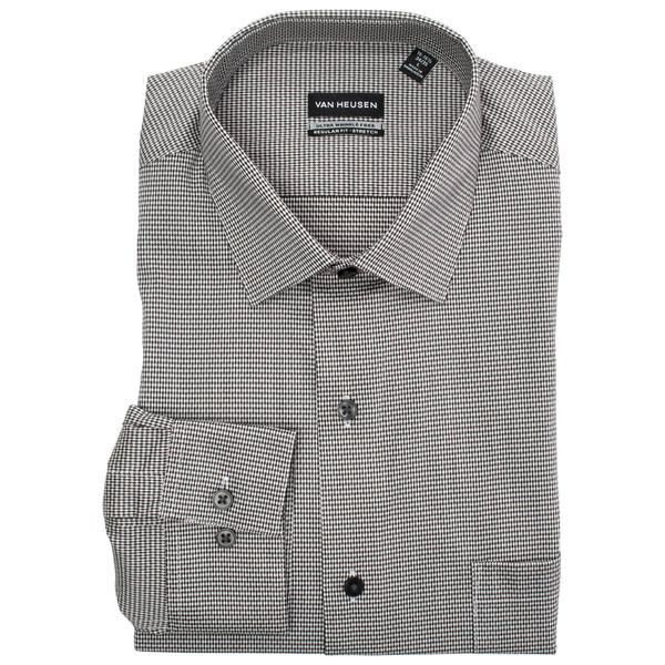 Mens Van Heusen(R) Long Sleeve Dress Shirt - Black Houndstooth
