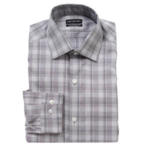 Mens Van Heusen(R) Slim Fit Plaid Dress Shirt - Mud Green
