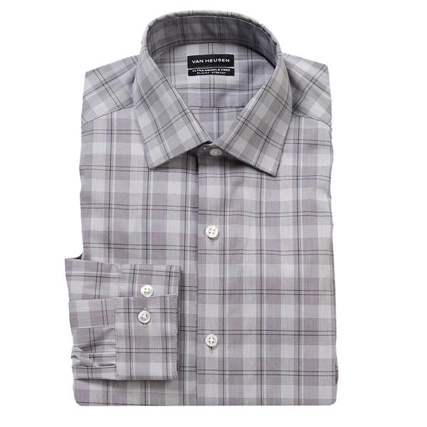 Mens Van Heusen(R) Slim Fit Plaid Dress Shirt - Mud Green