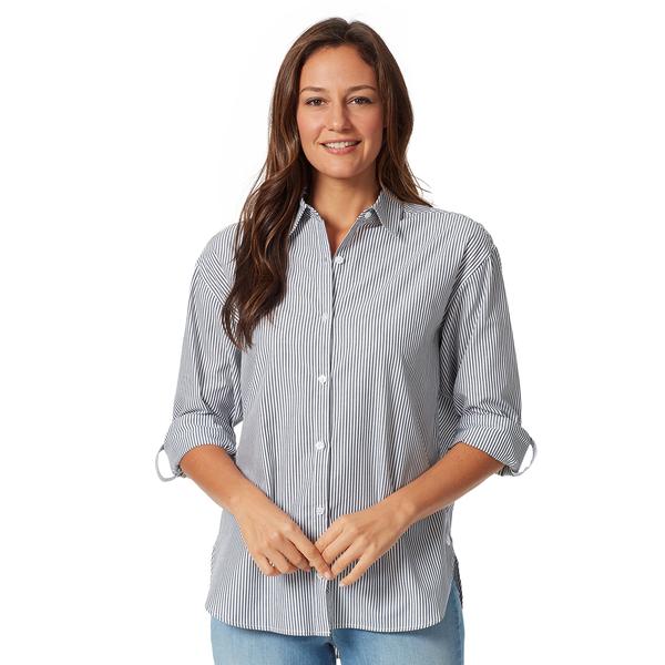 Womens Gloria Vanderbilt Amanda Stripes Casual Button Down Top
