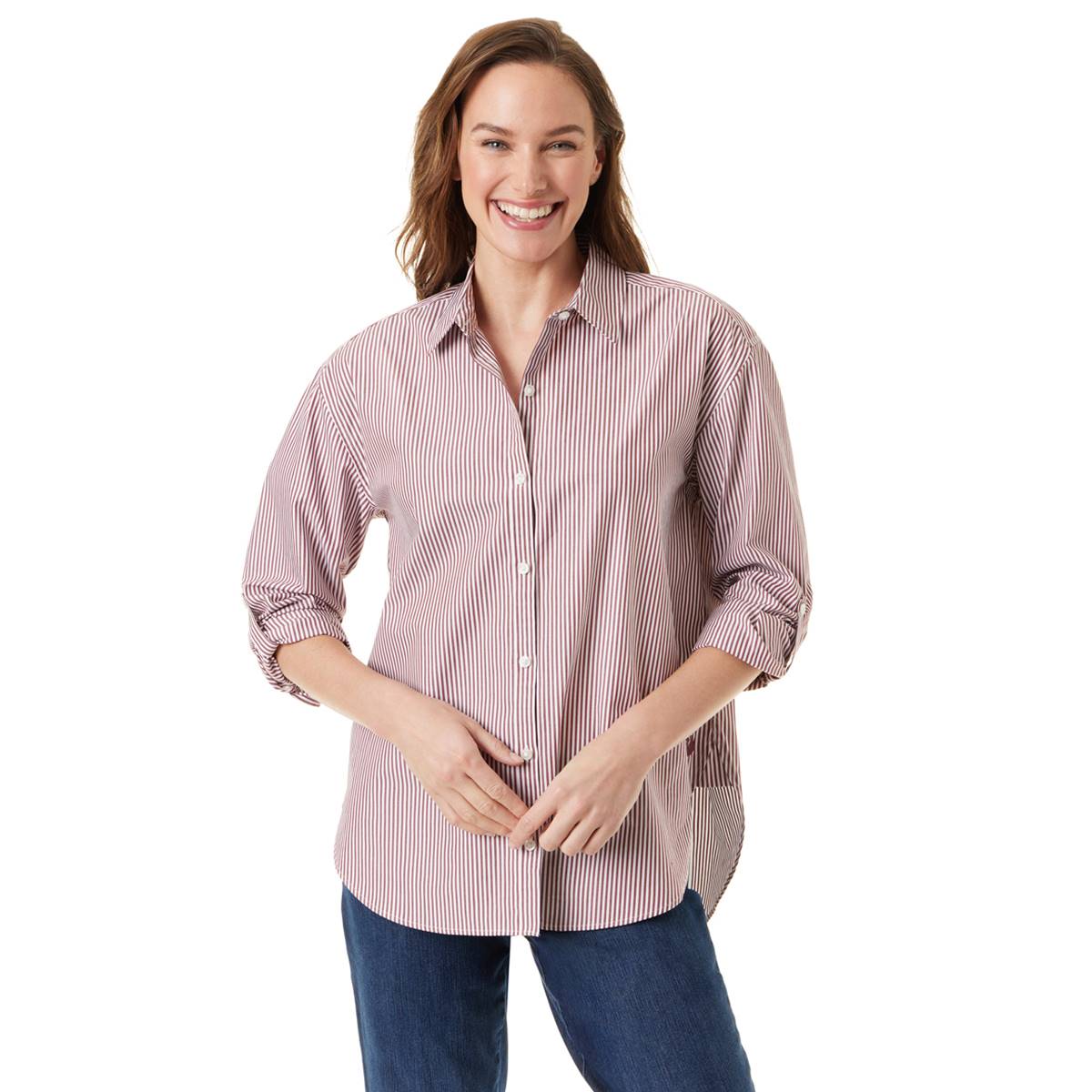 Womens Gloria Vanderbilt Amanda Stripe Casual Button Down