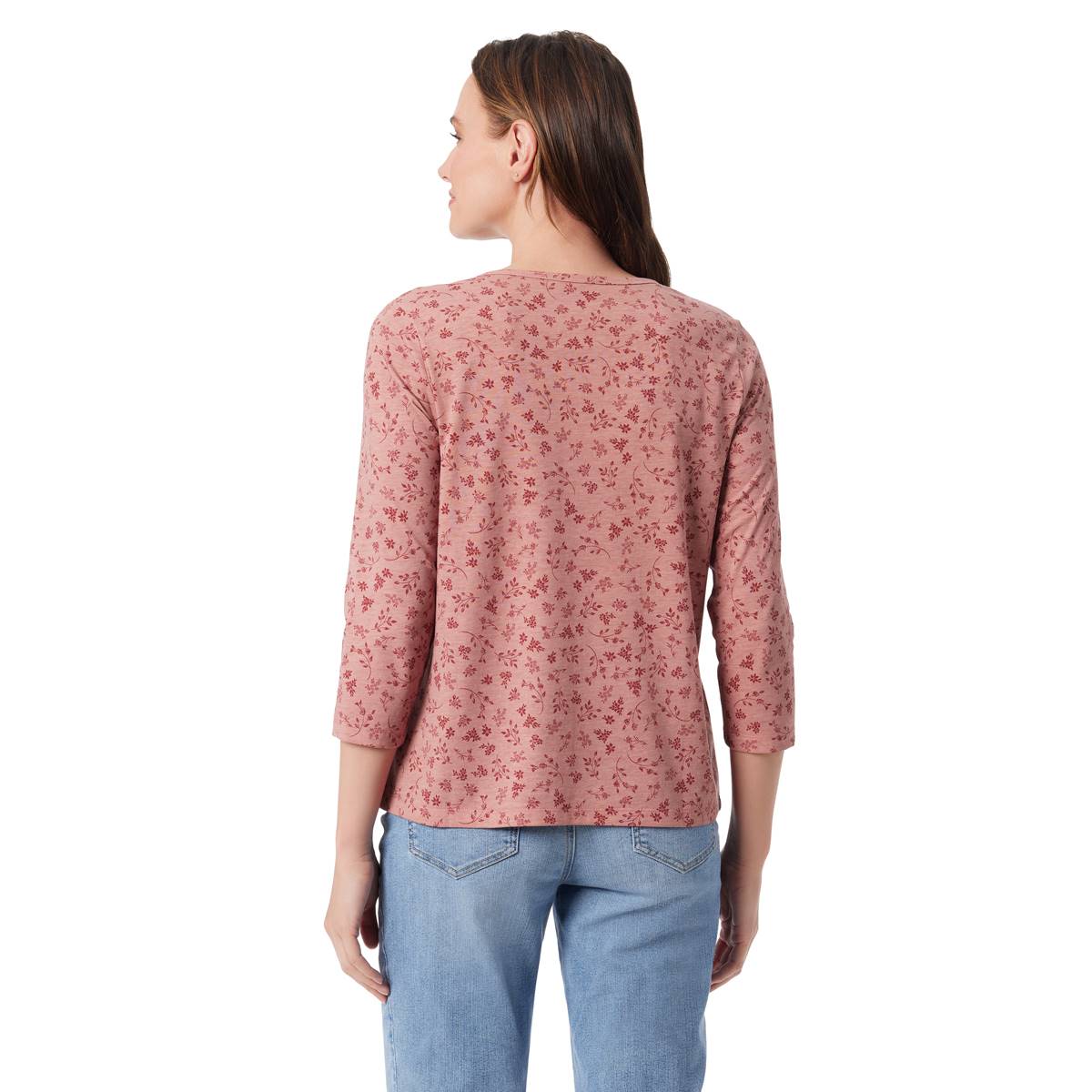 Womens Gloria Vanderbilt Amanda 3/4 Sleeve Floral Tee