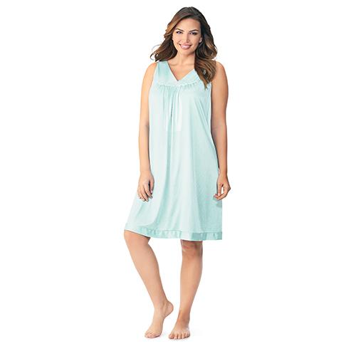 Womens Exquisite Form Floral Applique Trim Nightshirt