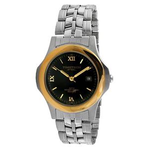 Mens TIMETECH Two-Tone Black Dial Bracelet Watch