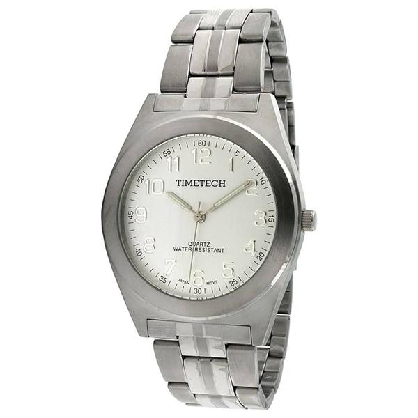 Mens TIMETECH Silver Dial Stainless Steel Bracelet Watch - 3609M