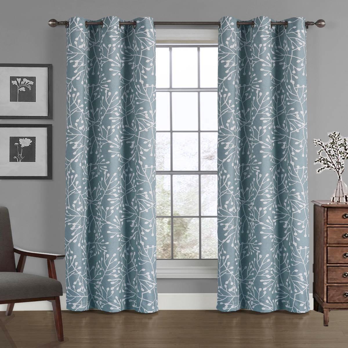 Crushed Microfiber Branches Grommet Curtain Panel