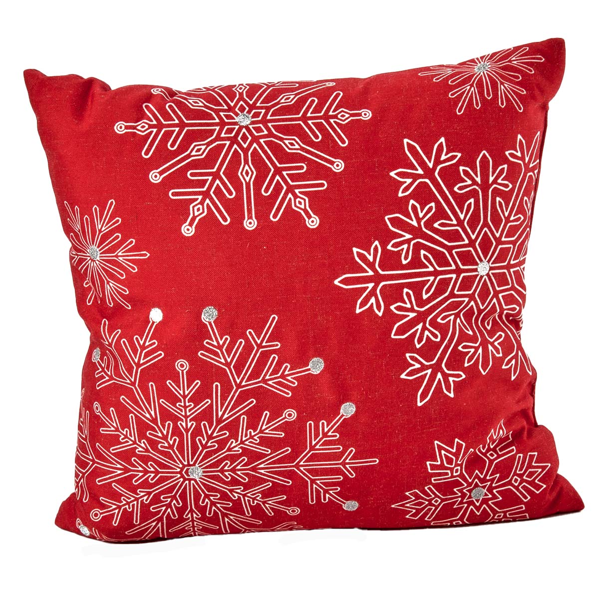 Snowflakes Red Decorative Pillow - 18x18