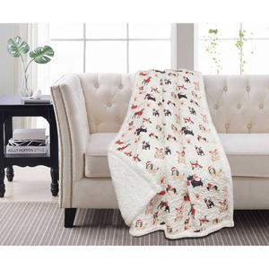 Harper Lane Holiday Puppies Sherpa Throw