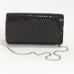 Jessica McClintock Metal Mesh Solid Clutch with Chain