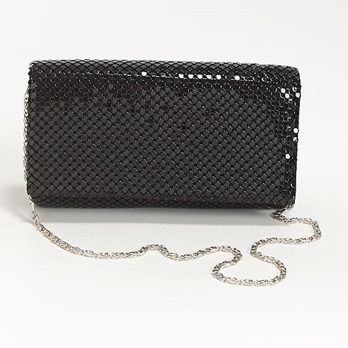 Jessica McClintock Metal Mesh Solid Clutch with Chain