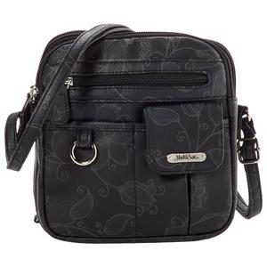 MultiSac North/South Black Floral Textured Zip-Around Crossbody